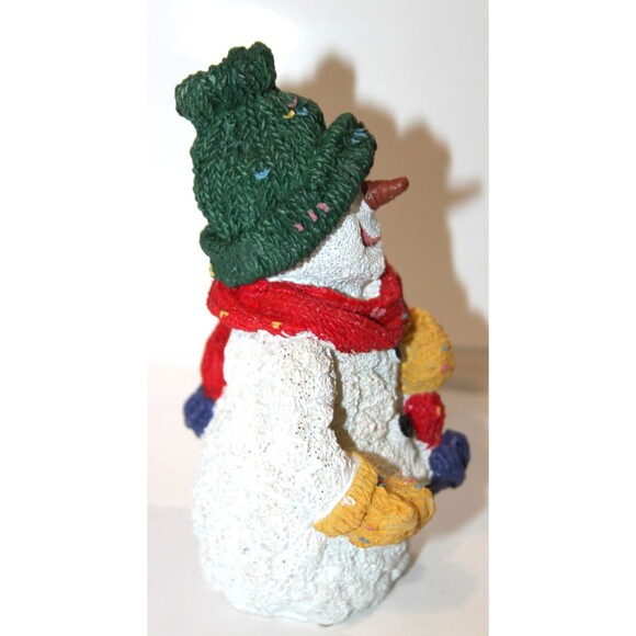 Vintage Resin Snowman Mittens Scarf 6” Holiday Winter Mantle Tabletop Decor Fig - Picture 3 of 6